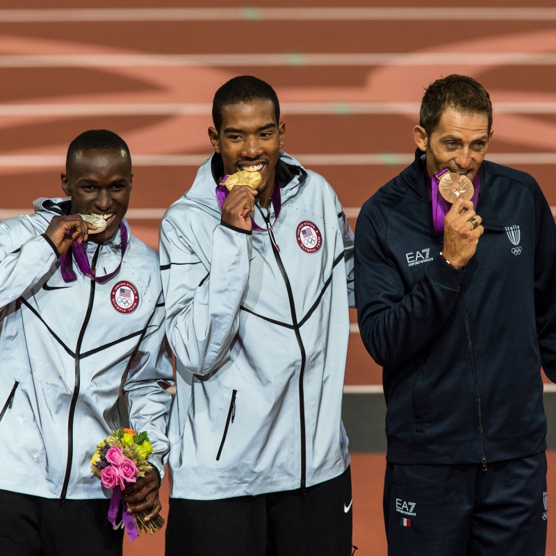  Medal stand- Will Claye(silver) and Fabrizio Donato(Bronze)